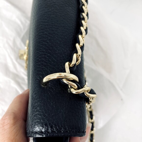 TORY BURCH Mercer Adjustable Shoulder Bag Black Pebbled Leather Gold Hardware - Picture 16 of 16